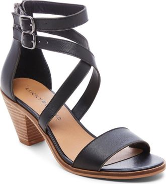 Lucky Brand Ressia Double Ankle Strap Sandal in Black Leather at Nordstrom Rack, Size 5.5