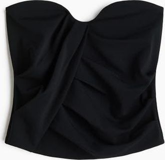H&M Draped Interlock Bandeau Top in Black at Nordstrom, Size X-Small