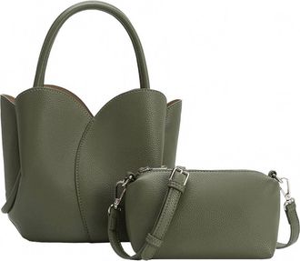 Melie Bianco Tulip Recycled Vegan Leather Top Handle Bag In Moss