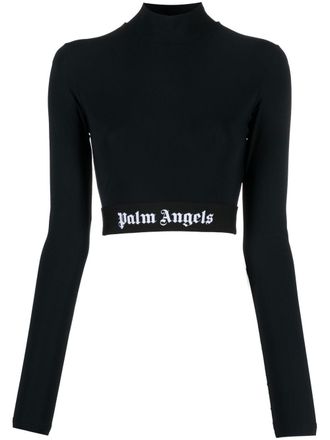 Palm Angels logo-underband crop top - Black