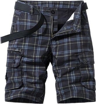 Generic Check Cargo Shorts Men Plaid Shorts Men College Style Chino Trunks With Multi Pockets Workwear Regular Fit Short Pants Lightweight Comfy Hiking Overal