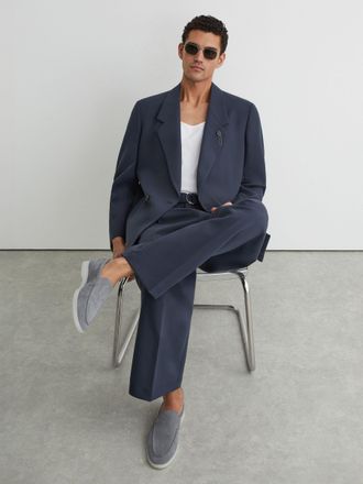 Reiss Dusty Blue Suede Slip-on Loafer, E41