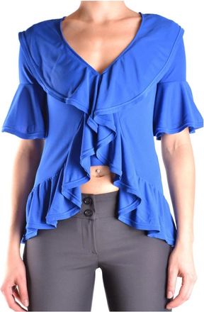 Dondup Bohemian Flutter Sleeve Blauw T-shirt - Dames - T-shirts - Blauw - XS - Tops