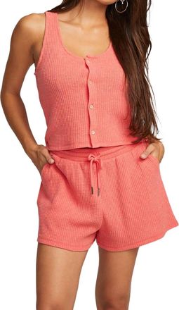Chaser Waffle Button Up Tank In Flame