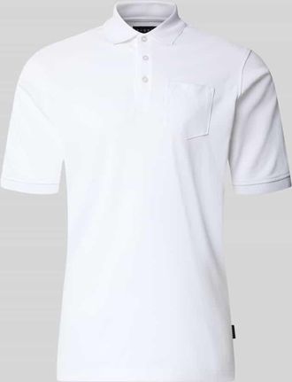 Bugatti Regular Fit Poloshirt mit Brusttasche und Label-Stitching in Weiss, Gr&ouml;&szlig;e XXXL