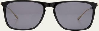 Gucci Mens Logo Plaqu&eacute; Aviator Sunglasses