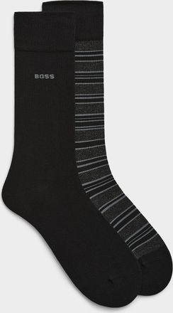 BOSS Mens Solid/striped dress socks 2-pack