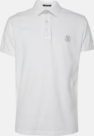 Roberto Cavalli White Cotton Logo Embroidered T-Shirt