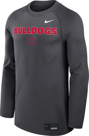 Nike Georgia Dugout Game Time Nike Mens Dri-FIT College Long-Sleeve T-Shirt in Grey | 013D06FNGB-NHU