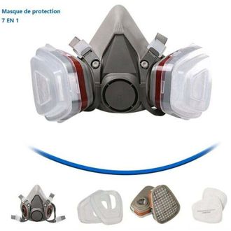OEM Mascarilla Protectora 7 En 1, Mascarilla Para Pintar, Reutilizable Con Filtro Antipolvo, Mascarilla Respiratoria Antig&aacute;s Con Filtro Para Pulverizaci&oacute;n