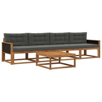 vidaXL Conjunto De Sof&aacute;s De Exterior 5 Pcs Natural Y Antracita Vidaxl