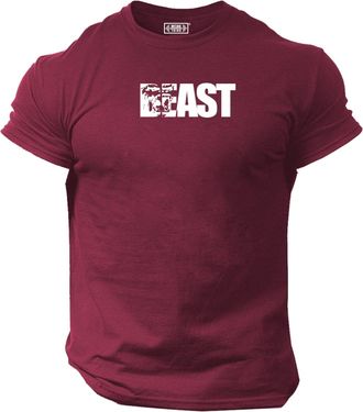 Generic Beast Gorilla T Shirt Gym Clothing Bodybuilding Training Workout Exercise Boxing MMA Gymwear Top (UK, Alpha, 3XL, Regular, Regular, Maroon)