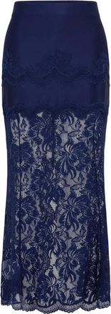 Paco Rabanne Lace Midi Skirt - Dames - Maxi Rokken - Blauw - XS - Rokken