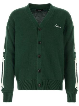 Amiri bone-embroidered cardigan - men - Cotton - M - Green