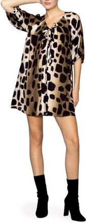 Melloday Puff Sleeve Minidress in Animal at Nordstrom Rack, Size X-Small