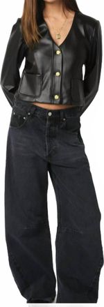 Olivaceous Cropped Faux Leather Jacket In Black