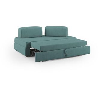 Divani.Store Liberty Sof&aacute; Con Puff Extra&iacute;ble Y Respaldo Desmontable En Tela Impermeable 200 Cm Verde/ Gris