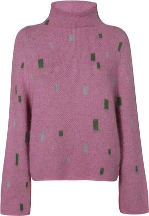 Emporio Armani Geometrische Trui met Col - Dames - Coltruien - Roze - XS - Wol - Truien & Vesten