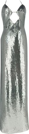 Galvan London Kite Sequined Cutout Maxi Dress in Silver Polyester