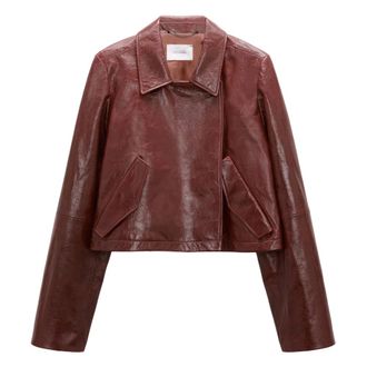 Dorothee Schumacher Broken Shine jacket - Dames - Leren en Su&egrave;de Jassen - Bruin - L - Leer - Jassen