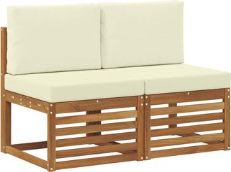 vidaXL 2 Pieza Sof&aacute; Intermedio De Exterior Madera De Acacia S&oacute;lida Vidaxl