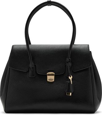 Mango Medium City Faux Leather Satchel in Black at Nordstrom