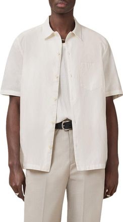 AllSaints Veda Linen Blend Camp Shirt in Off White at Nordstrom, Size Xx-Large