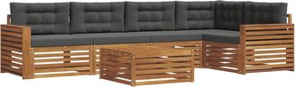 vidaXL Conjunto De Sof&aacute;s De Exterior 6 Uds. Natural Y Antracita Vidaxl