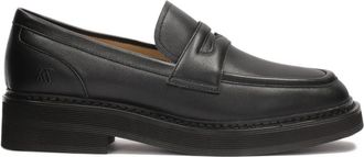 Kazar Dames leren halfschoenen in zwarte kleur - Dames - Loafers - Zwart - 38 EU - Leer - Schoenen