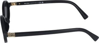Miu Miu 0MU Oval Acetate Sunglasses - Black