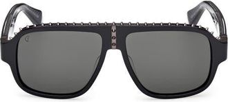 Christian Louboutin Roller 57mm Navigator Sunglasses in Black/Gunmetal/Zeiss Smoke at Nordstrom