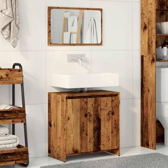Berkfield Home Durable 2 Piece Bathroom Furniture Set Old Wood Engineered Wood in Brown