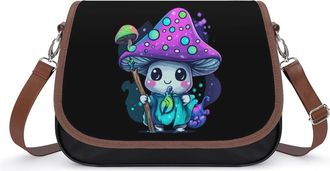 Generic Cute Mushroom Witch Crossbody Bag Womens Handbag PU Message Bags Shoulder Purse with Adjustable Strap