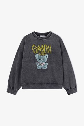 Ganni Black Vintage Wash Sweatshirt - Size XXS Organic Cotton