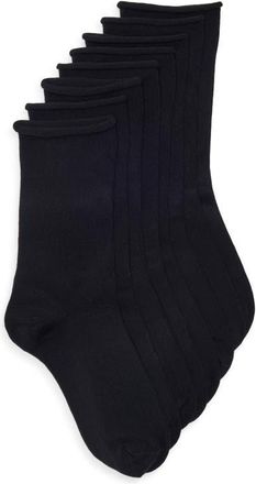 Nordstrom Assorted 4-Pack Roll Top Crew Socks in Black at Nordstrom, Size 9-11