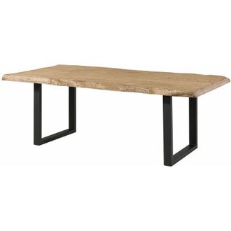 Massivmoebel24 FREEFORM 5 tavolo da pranzo in legno di mango - verniciato beige / gambe in ferro U antracite matt 200x100