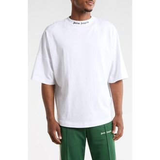 Palm Angels Logo Cotton T-Shirt in White/fuchsia at Nordstrom Rack, Size Xx-Small