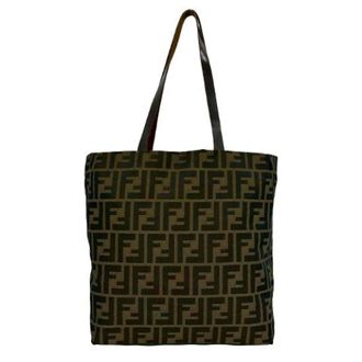 Fendi Pre-owned Tote Bags, female, Brown, Size: ONE SIZE Pre-owned Zucca Canvas Leather Tote Bag