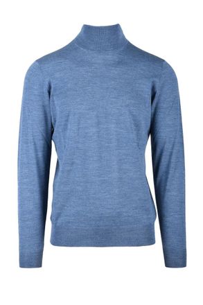 FILIPPO DE LAURENTIIS Blue Merino Wool Mens Merino Wool Turtleneck