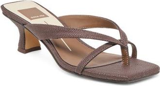 Dolce Vita Brevel Kitten Heel Flip Flop in Chocolate Raffia at Nordstrom, Size 6.5