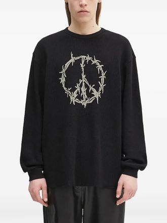 Aries T-shirt a maniche lunghe con lavorazione a nido dape - Nero