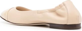 Tod's Womens T Logo Strap Leather Ballerinas White Shoes > Flats
