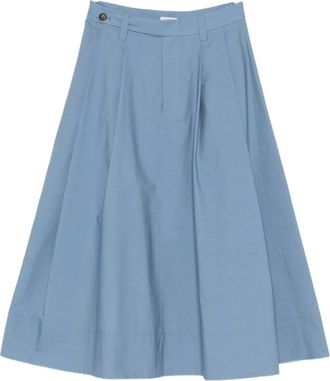 Brunello Cucinelli Midi Skirts, female, Blue, XS, Cotton Long Skirt