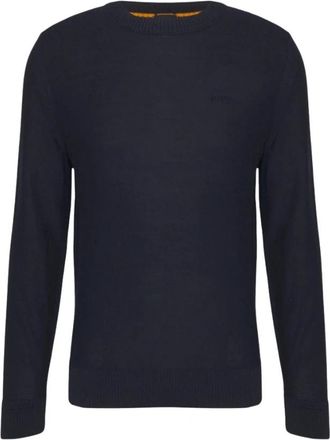 HUGO BOSS Avac Ronde Hals Gebreid - Heren - Ronde hals truien - Blauw - S - Wol - Truien & Vesten