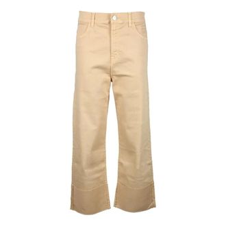 Twinset Wide Trousers, female, Beige, W29, Cotton Blend Slim Fit Trousers