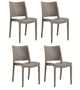 Far Kit 4 Sedie Polipropilene Cucina Ristorante Sedia Interno Esterno Tortora 597fla