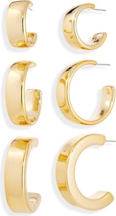 Tasha 3-Pack Assorted Hoop Earrings in Gold at Nordstrom Rack