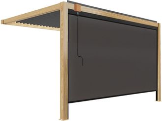 Oviala Pérgola bioclimática inclinada 3x4 m en madera con 1 persiana