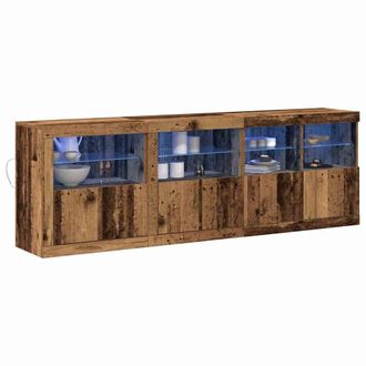 Berkfield Home Sideboard with LED Lights Old Wood 202x37x67 cm Engineered Wood in Brown | Size: 202 x 37 x 67 cm