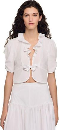 Sandro Ruffled crop top in White at Nordstrom, Size X-Large